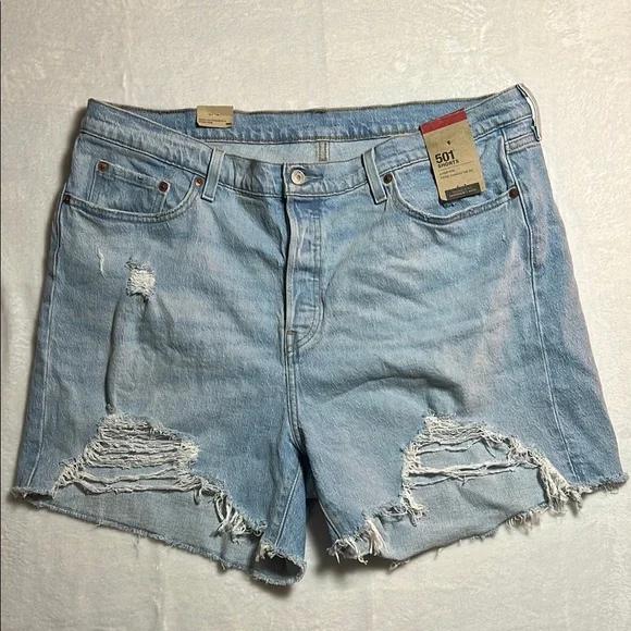 NWT Levi's 501 Blue Jean Shorts Distressed Cut-Off Style - Picture 1 of 11